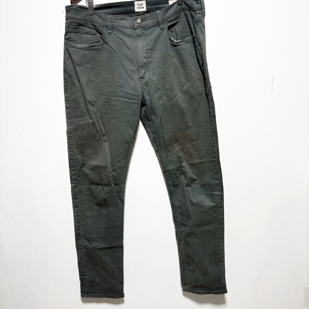 Flint and Tinder Pants Mens 36 X 34 Gray Slim Fit Canvas Thrashed Straight Leg